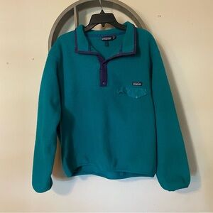 Vtg Patagonia Snap T Teal Fleece Sweatshirt